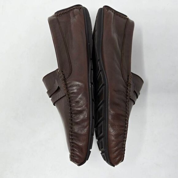 ALDO BRUE BOTTICELLI BROWN CALF LEATHER DRIVING PENNY LOAFER MENS 7 D ITALY - Picture 7 of 8
